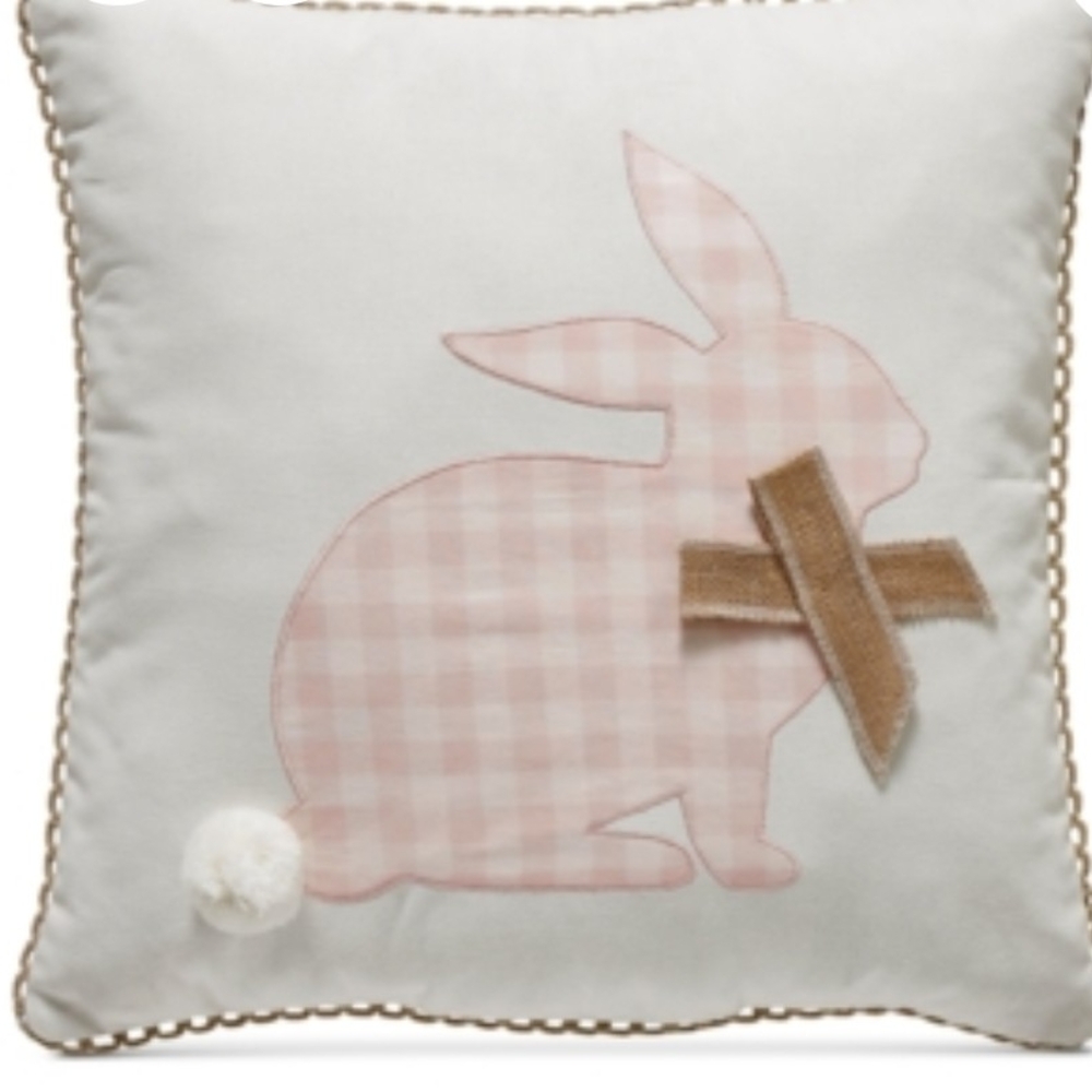 Pink Gingham Bunny Throw Pillow 20" X 20"
